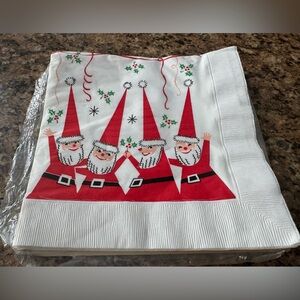 5 Vintage Brownie Creation 3 ply dinner napkins Santa Claus Christmas 17 x 17
